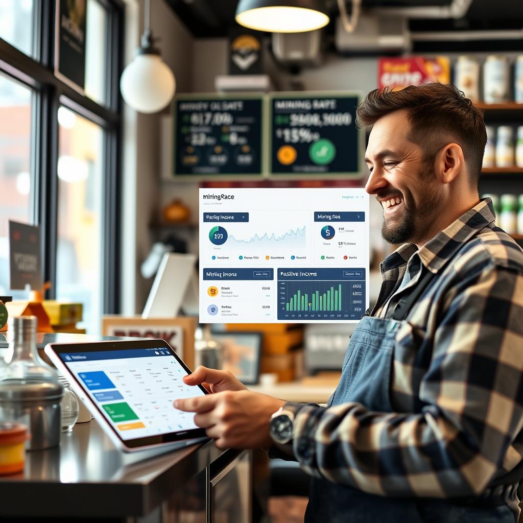 Small-business-owner-using-Mining-Race-by-IconX Mining Race by IconX: The Revolutionary Bitcoin Mining Experience Explained