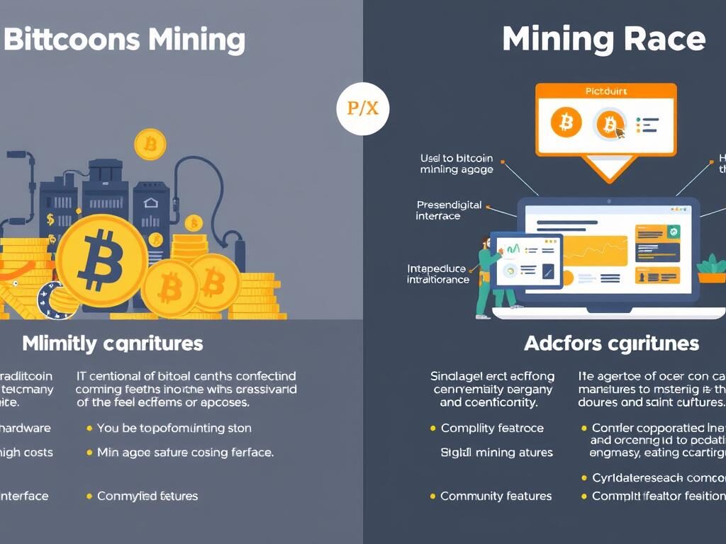 Visual-comparison-between-traditional-mining-setup-and-Mining-Race-by-IconX-platform-1024x768 Mining Race by IconX: The Revolutionary Bitcoin Mining Experience Explained